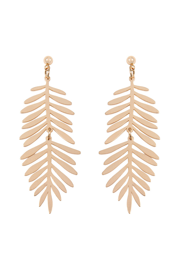 METAL LEAF DANGLE DROP EARRINGS