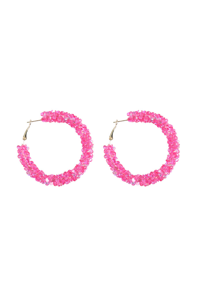 CLUSTER RHINESTONE GLITTER HOOP EARRINGS