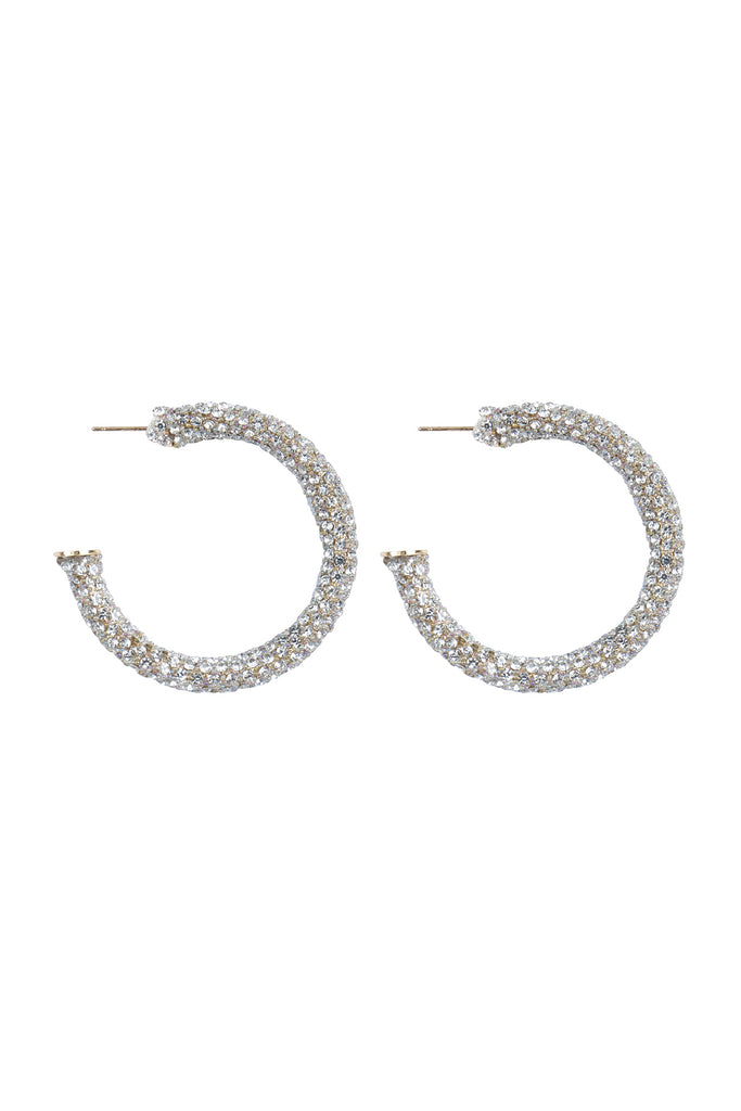 COLORED PAVE RHINESTONE HOOP EARRINGS