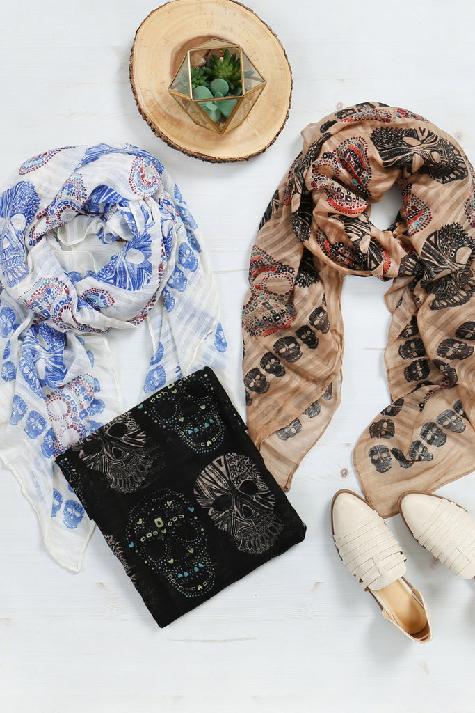 Sugar Skull Oblong Scarf