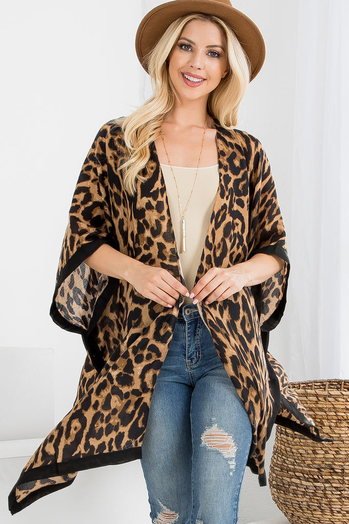 LEOPARD OPEN FRONT KIMONO