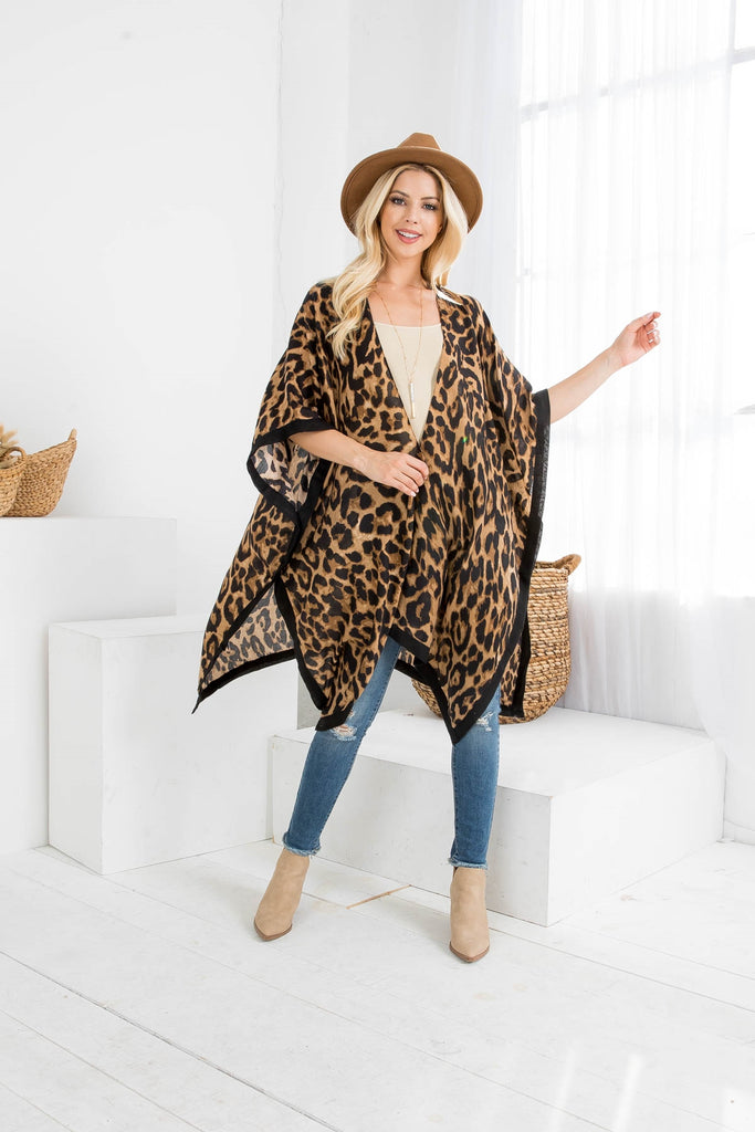 LEOPARD OPEN FRONT KIMONO