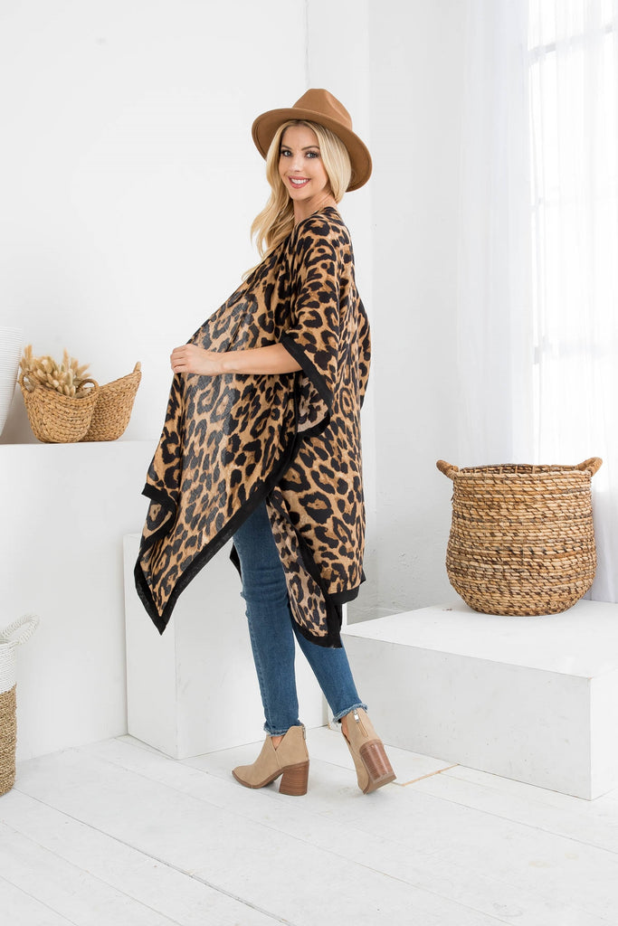 LEOPARD OPEN FRONT KIMONO