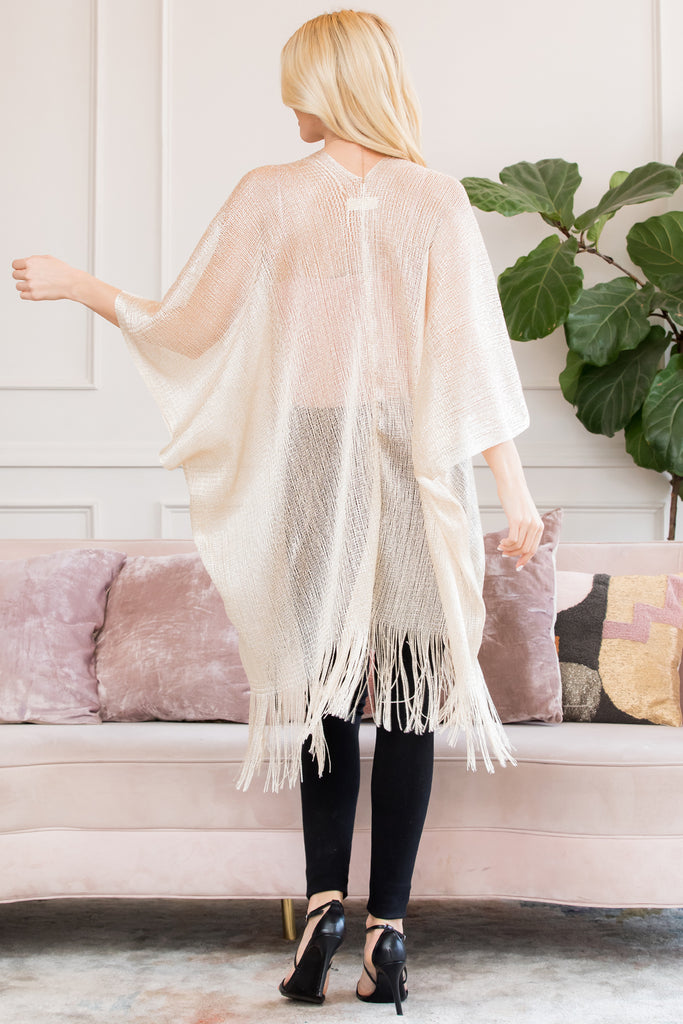 HDF2700 - METALLIC COLORED TASSEL BEACH KIMONO