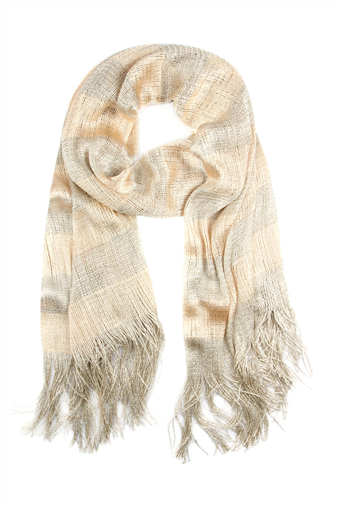 METALLIC COLORED FRINGE SCARF