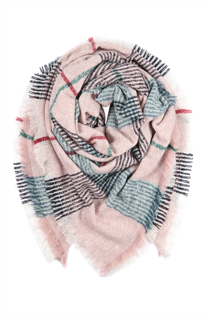 HDF2914 - MULTI COLOR BLANKET FRINGED SCARF