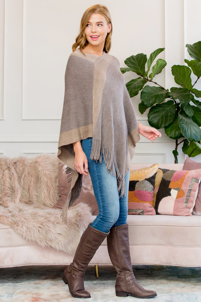 HDF3011 - ULTRA SOFT TWO TONE FRINGE PONCHO