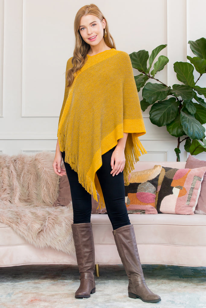 HDF3011 - ULTRA SOFT TWO TONE FRINGE PONCHO