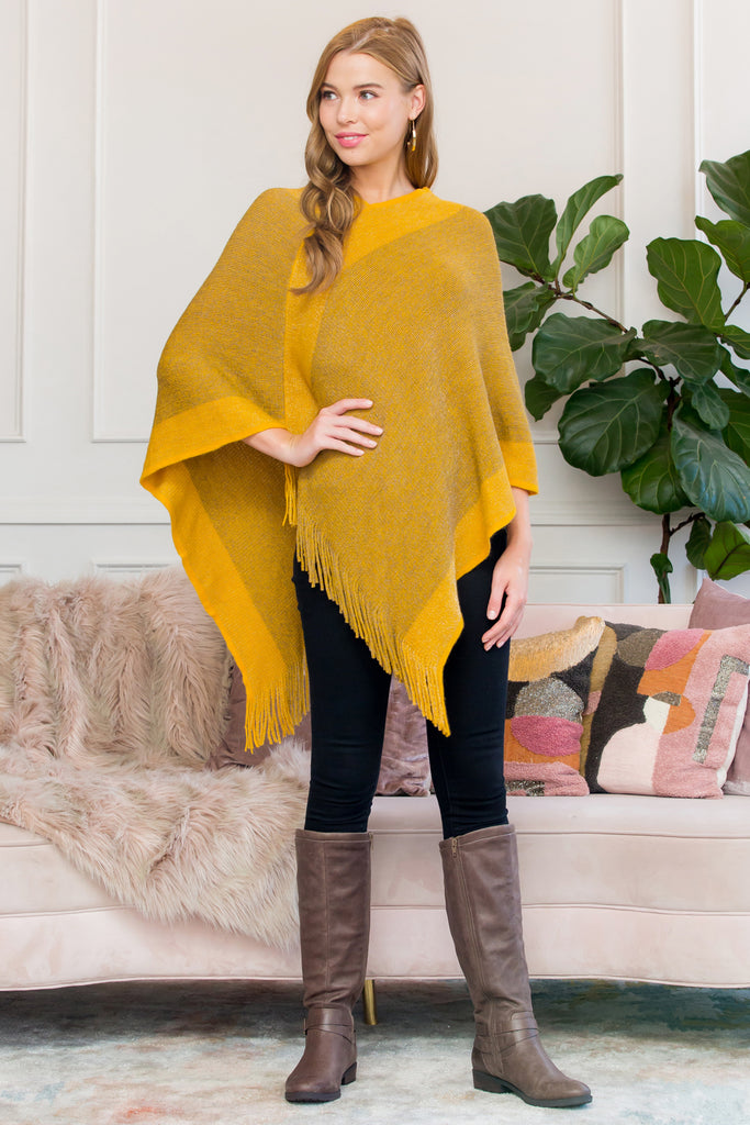 HDF3011 - ULTRA SOFT TWO TONE FRINGE PONCHO