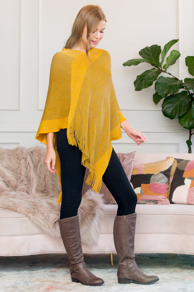 HDF3011 - ULTRA SOFT TWO TONE FRINGE PONCHO