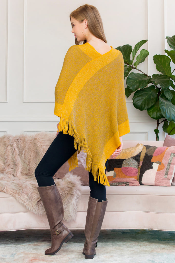 HDF3011 - ULTRA SOFT TWO TONE FRINGE PONCHO
