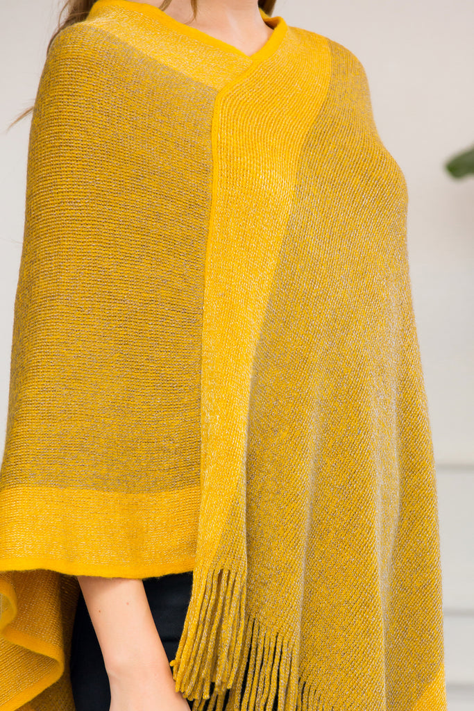 HDF3011 - ULTRA SOFT TWO TONE FRINGE PONCHO