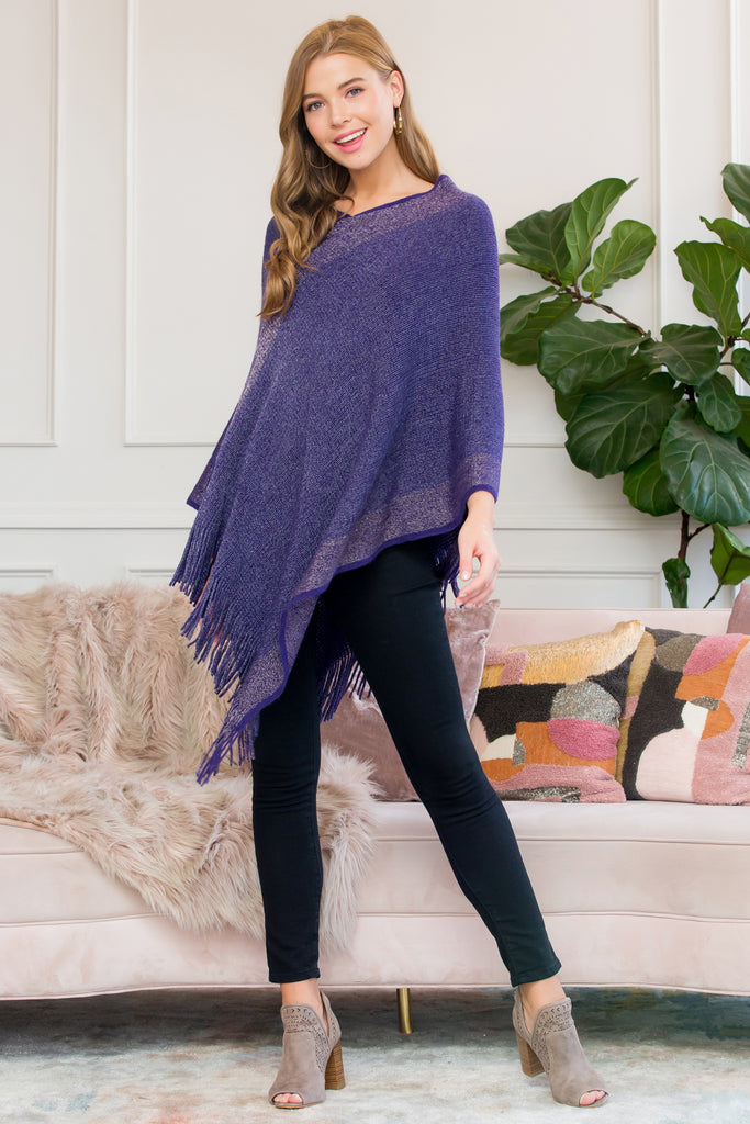 HDF3011 - ULTRA SOFT TWO TONE FRINGE PONCHO