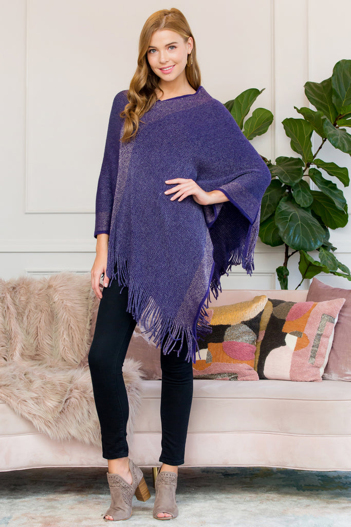 HDF3011 - ULTRA SOFT TWO TONE FRINGE PONCHO
