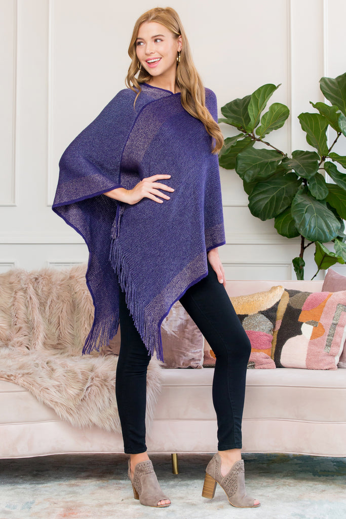 HDF3011 - ULTRA SOFT TWO TONE FRINGE PONCHO
