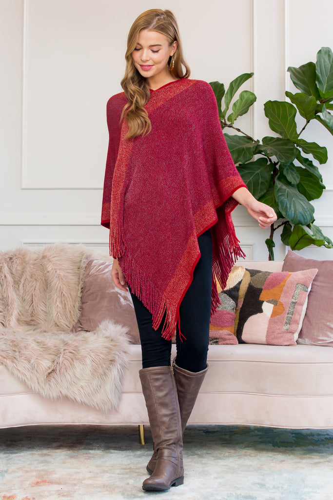 HDF3011 - ULTRA SOFT TWO TONE FRINGE PONCHO