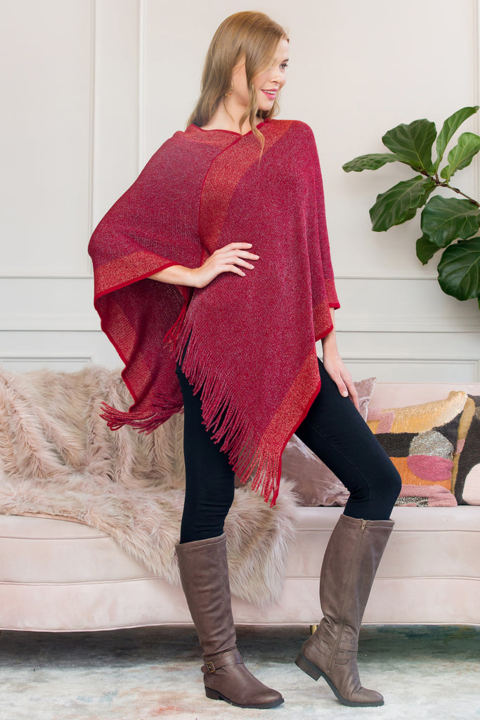 HDF3011 - ULTRA SOFT TWO TONE FRINGE PONCHO