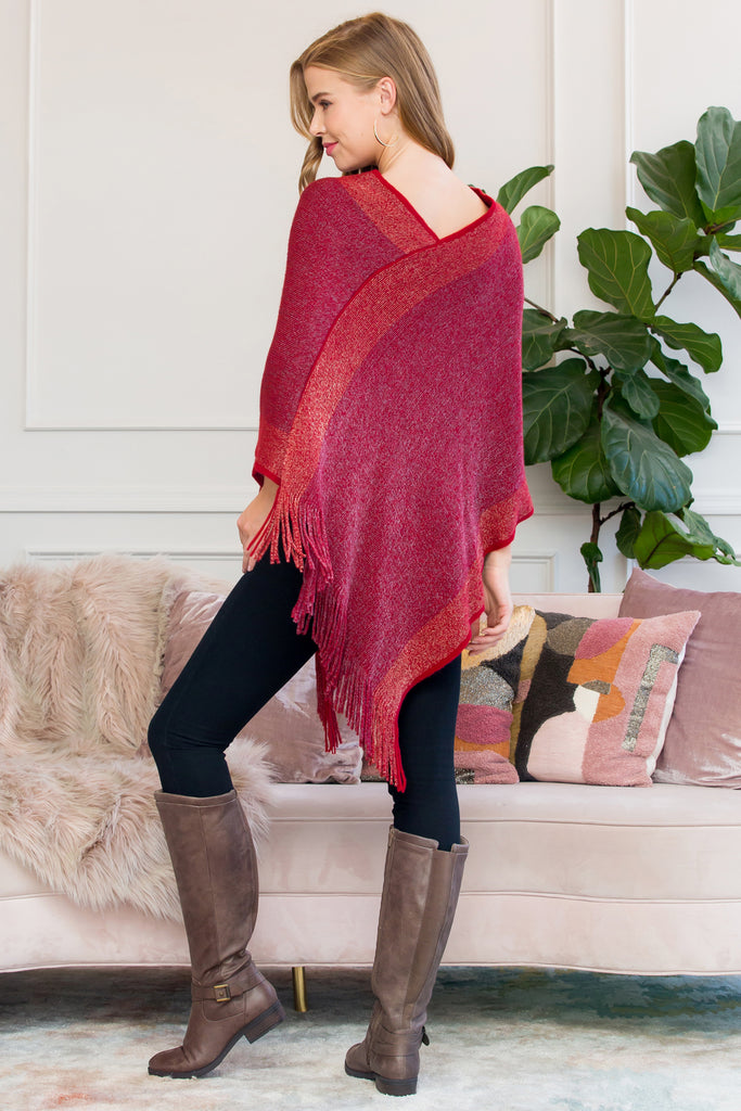 HDF3011 - ULTRA SOFT TWO TONE FRINGE PONCHO