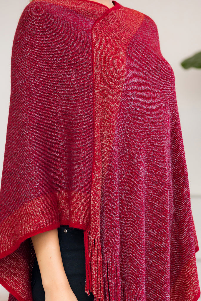 HDF3011 - ULTRA SOFT TWO TONE FRINGE PONCHO