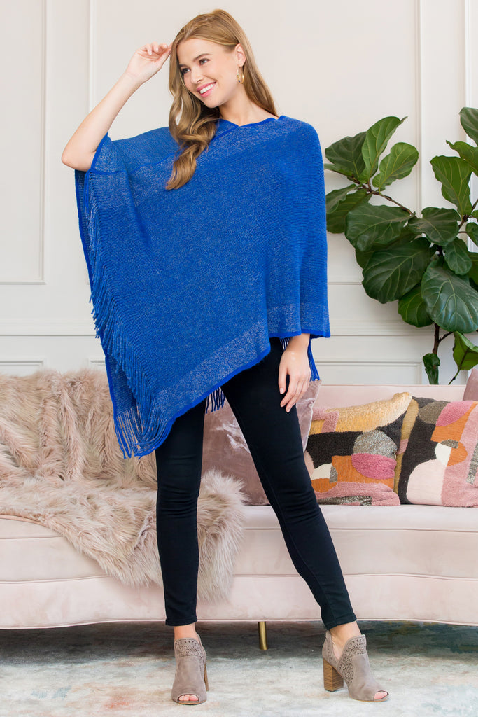 HDF3011 - ULTRA SOFT TWO TONE FRINGE PONCHO