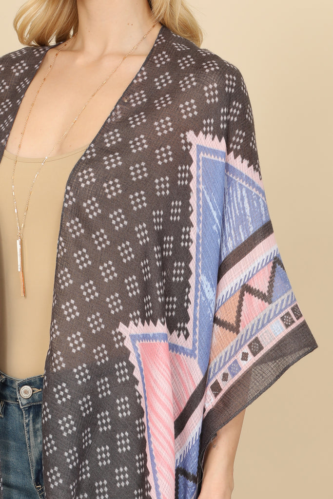 HDF3368 - BOHEMIAN OPEN FRONT TASSEL KIMONO
