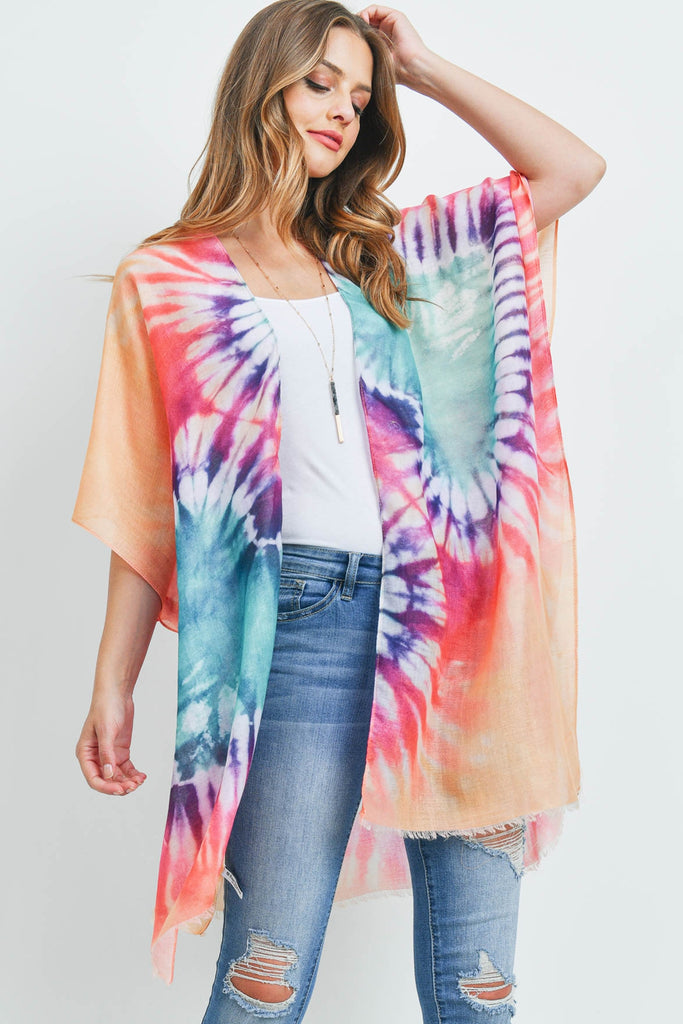 HDF3370 - TIE DYE OPEN FRONT KIMONO