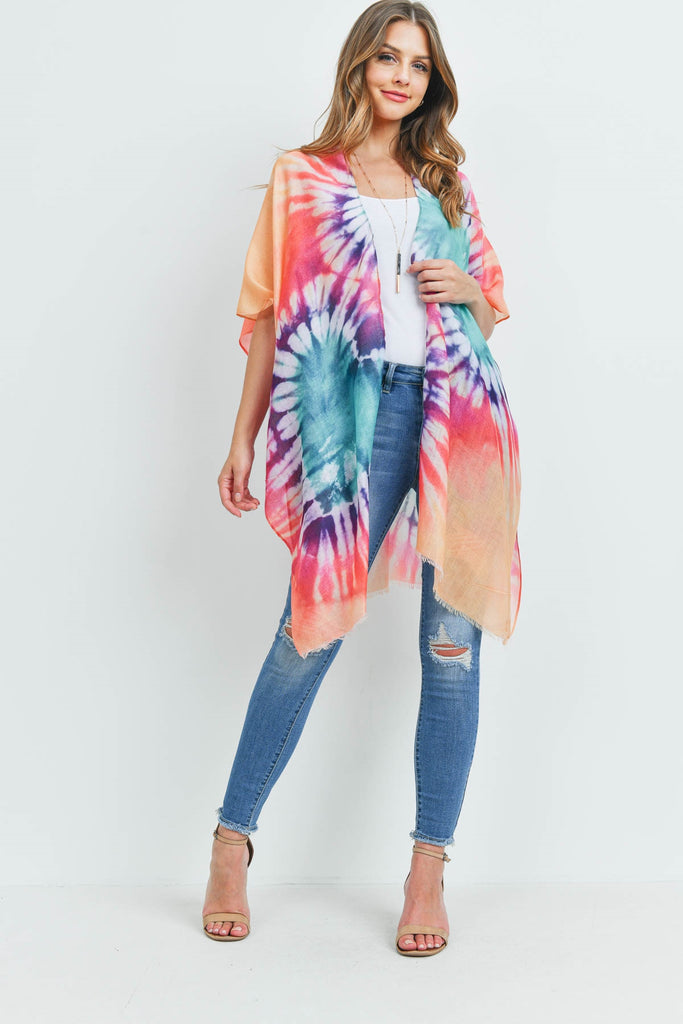 HDF3370 - TIE DYE OPEN FRONT KIMONO