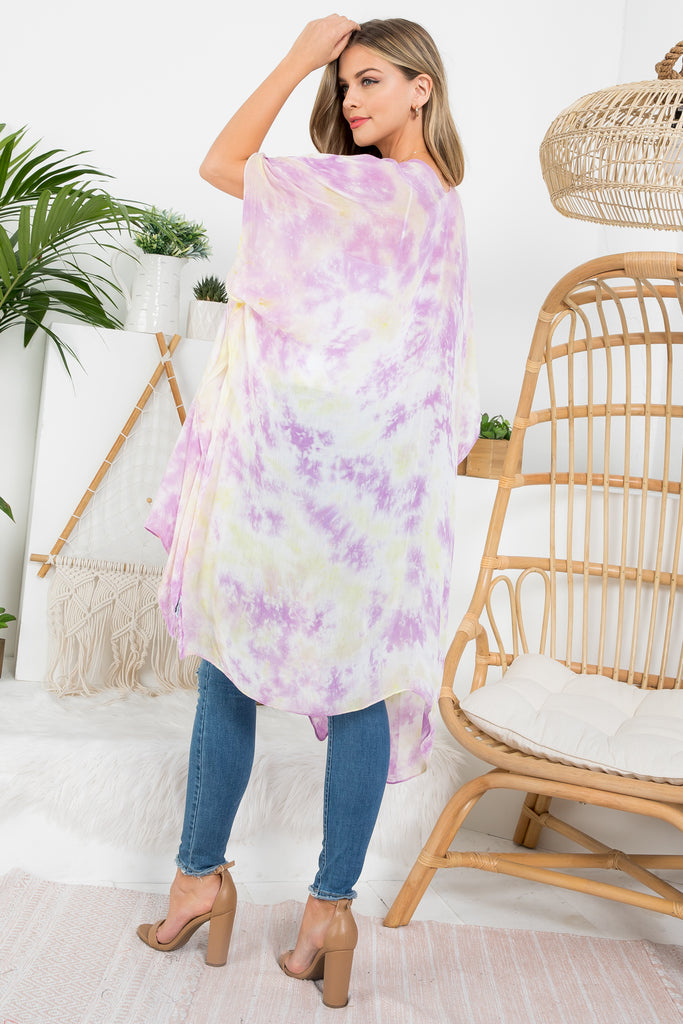 TIE DYE BOHEMIAN OPEN FRONT KIMONO