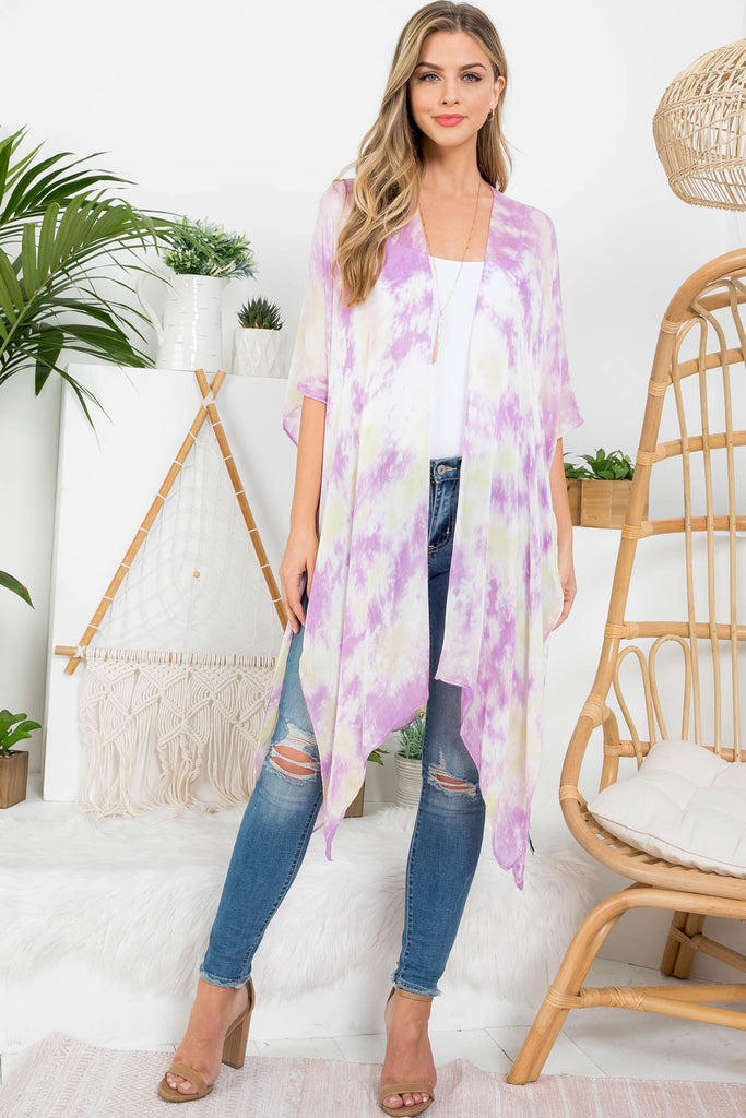 TIE DYE BOHEMIAN OPEN FRONT KIMONO