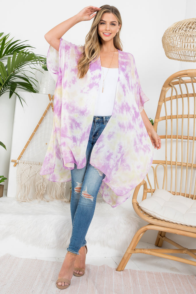 TIE DYE BOHEMIAN OPEN FRONT KIMONO