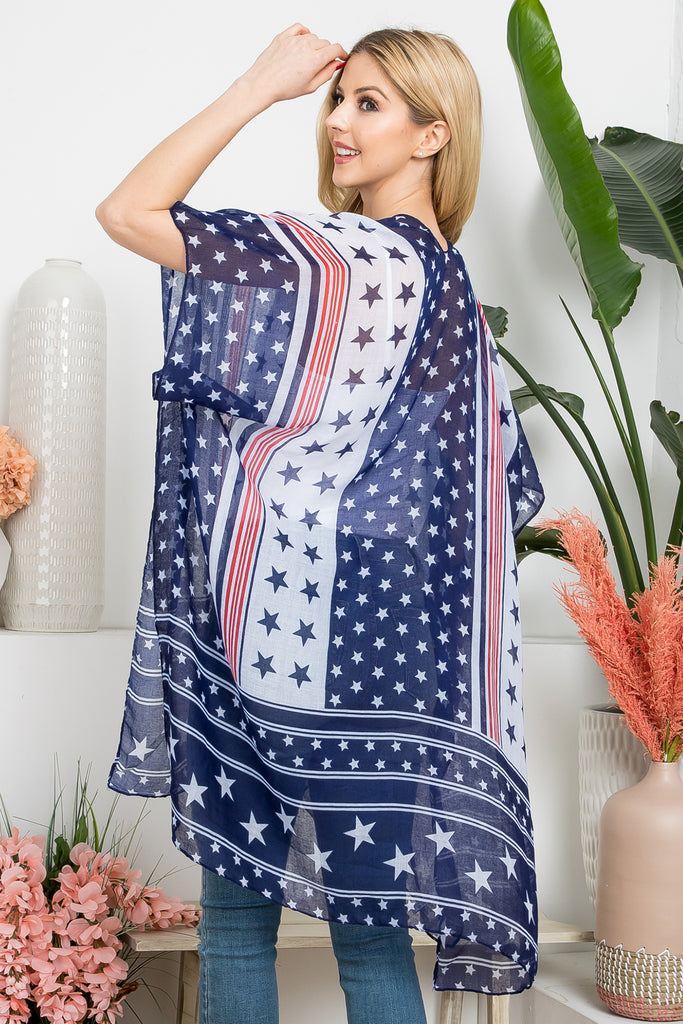 MULTI STAR AMERICAN FLAG KIMONO