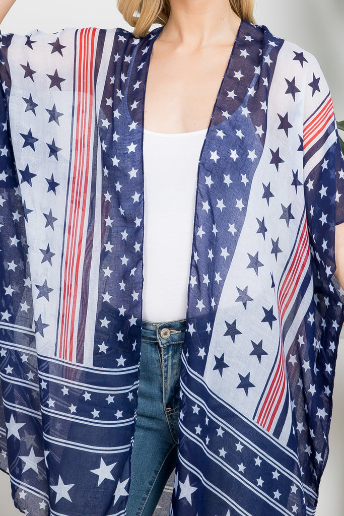 MULTI STAR AMERICAN FLAG KIMONO