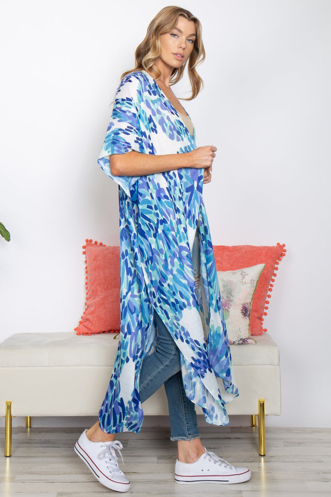 ABSTRACT PRINT SUMMER LONG KIMONO