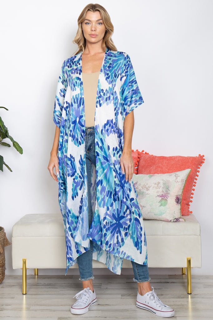 ABSTRACT PRINT SUMMER LONG KIMONO