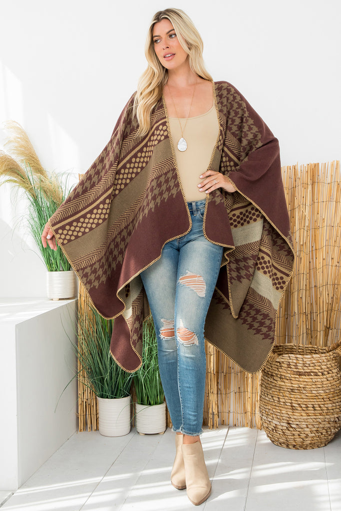 Stripes Pattern Warmer Open Front Kimono