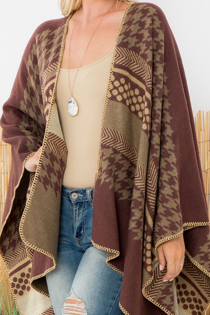 Stripes Pattern Warmer Open Front Kimono