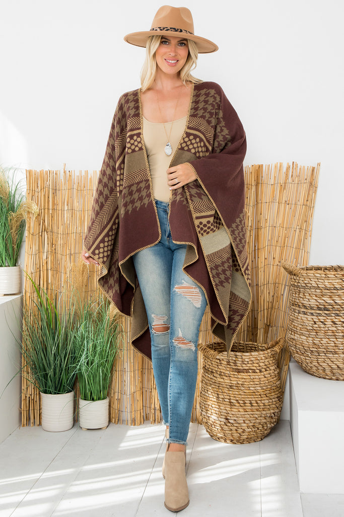 Stripes Pattern Warmer Open Front Kimono