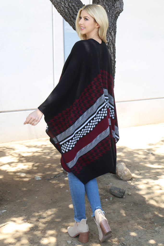 Stripes Pattern Warmer Open Front Kimono