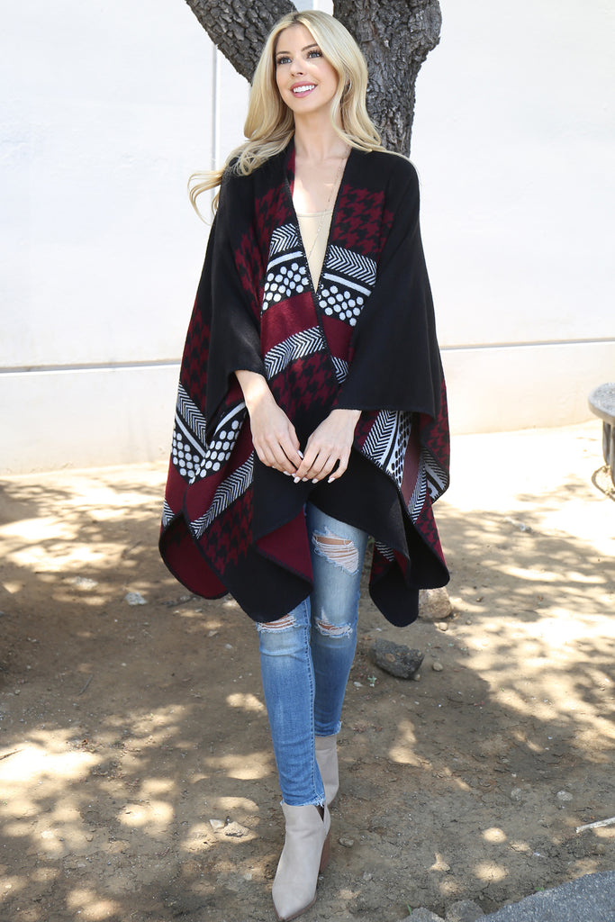 Stripes Pattern Warmer Open Front Kimono