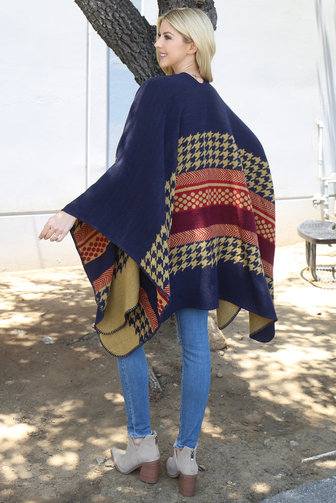 Stripes Pattern Warmer Open Front Kimono