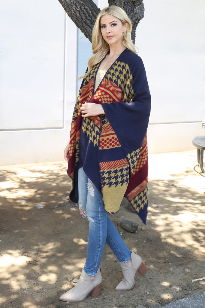 Stripes Pattern Warmer Open Front Kimono