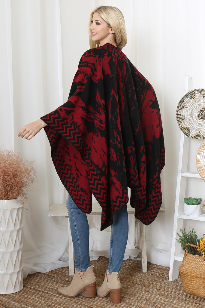 ZIG ZAG BORDER ABSTRACT WARMER OPEN FRONT KIMONO