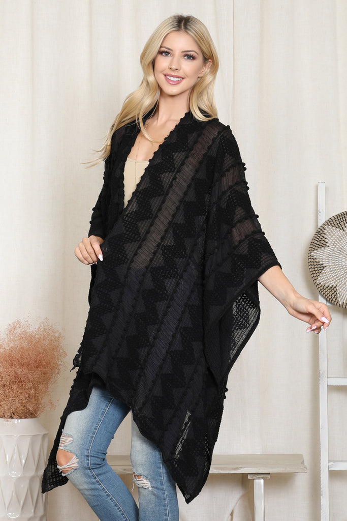 ZIGZAG POMPOM PALMER KIMONO