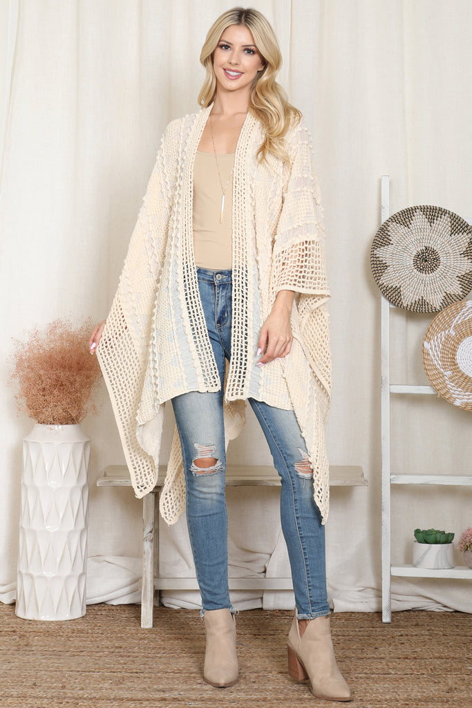 ZIGZAG POMPOM CROCHET PALMER KIMONO