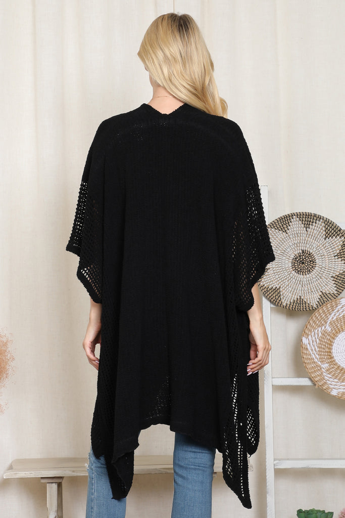 CROCHET WITH SEE THROUGH BORDER LINE OPEN FRONT KIMONO