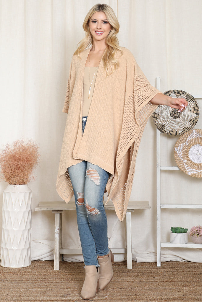 CROCHET WITH SEE THROUGH BORDER LINE OPEN FRONT KIMONO