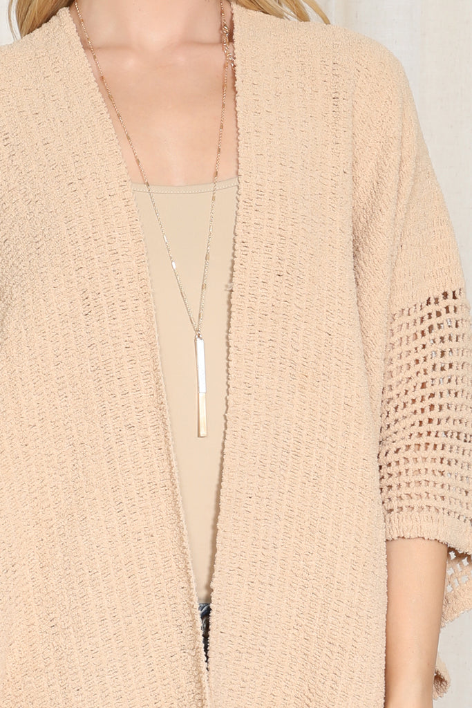 CROCHET WITH SEE THROUGH BORDER LINE OPEN FRONT KIMONO