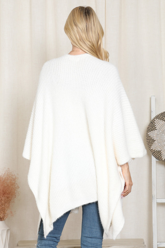 KNITTED SOLID COLOR WITH POCKET KIMONO