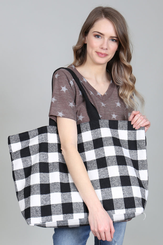 PLAID TOTE BAG