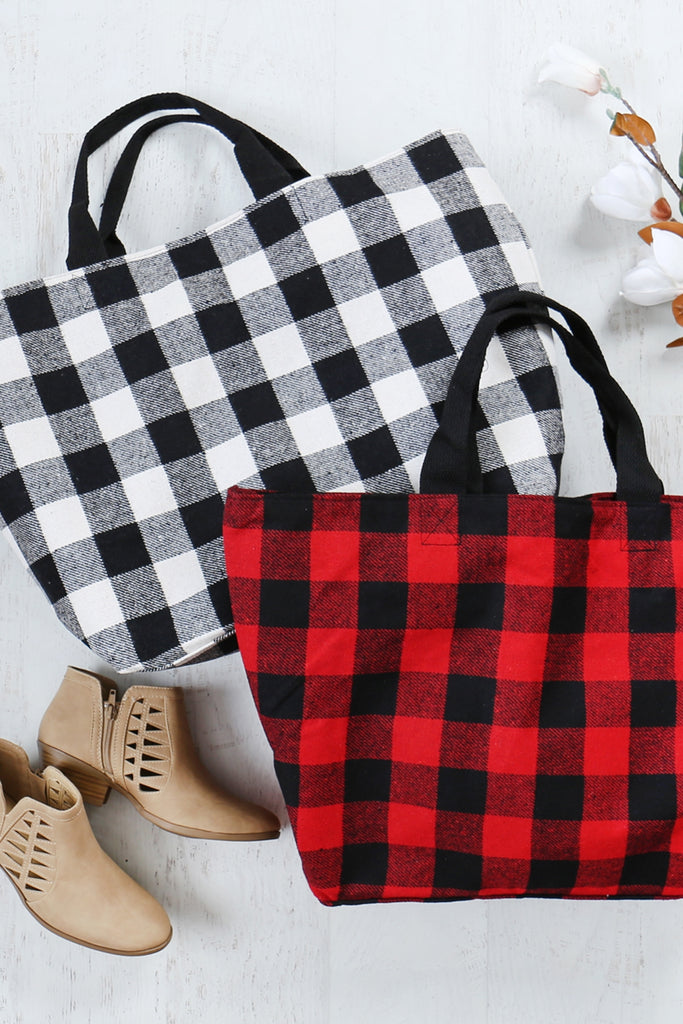 PLAID TOTE BAG